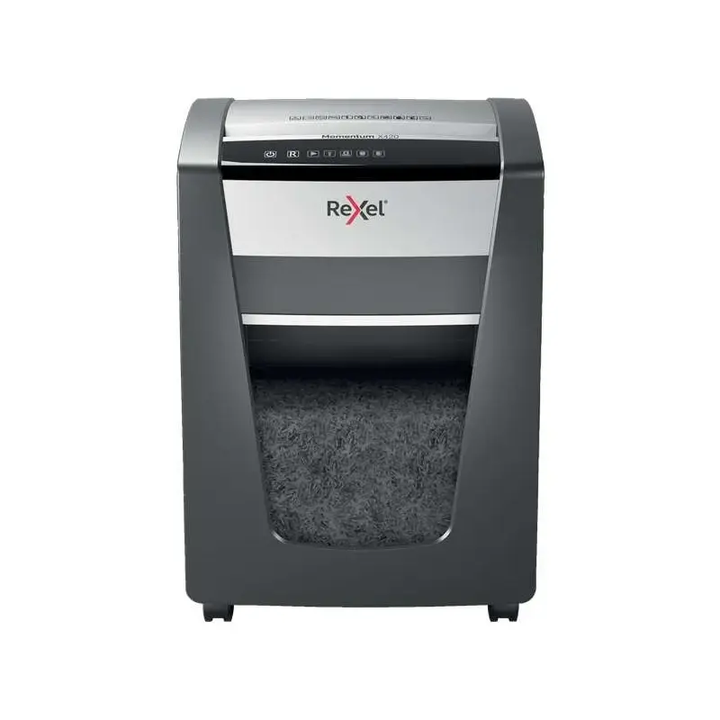 Rexel Momentum X420 Destructora de Papel Manual Corte Confeti P-4 - Destruye hasta 20 Hojas - 4 Horas de Funcionamiento Ininterr