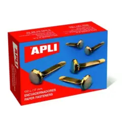 Apli Caja de 100 Encuadernadores Metalicos 12mm sin Arandela - Aptos para todo tipo de Documentos - Ideales para Encuadernar y M