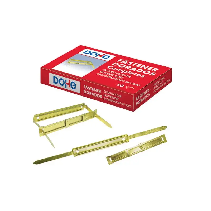 Dohe Caja de 50 Fasteners Metalicos Dorados - Para Encuadernaciones de 80mm - Lengüeta y Pasador | Ahorro Imprimiendo