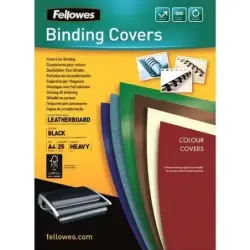 Fellowes Pack de 25 Portadas de Carton Simil Piel Delta Cuero A4 - 250 gr - Color Negro | Ahorro Imprimiendo