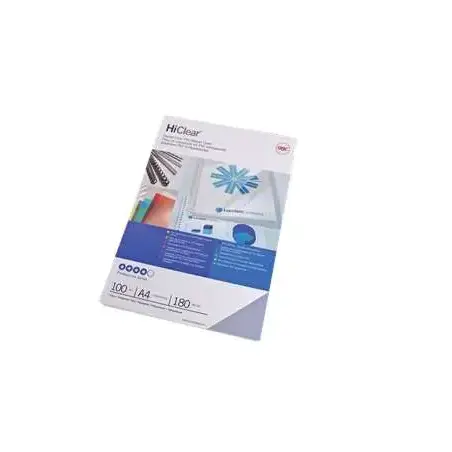 GBC HiClear Paquete de 100 Portadas de Encuadernar A4 - 180 Micras - Transparentes | Ahorro Imprimiendo