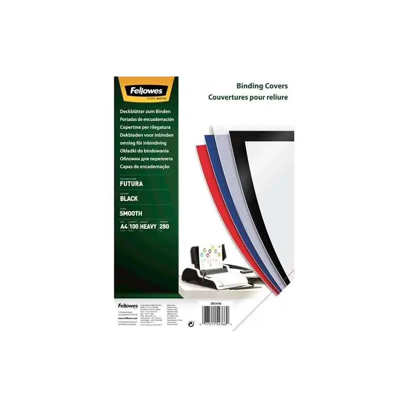 Fellowes Pack de 100 Portadas de Polipropileno A4 - 280 Micras - Muy Resistentes - Color Negro | Ahorro Imprimiendo