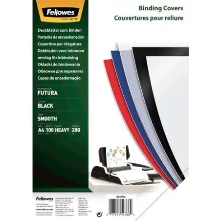 Fellowes Pack de 100 Portadas de Polipropileno A4 - 280 Micras - Muy Resistentes - Color Negro | Ahorro Imprimiendo