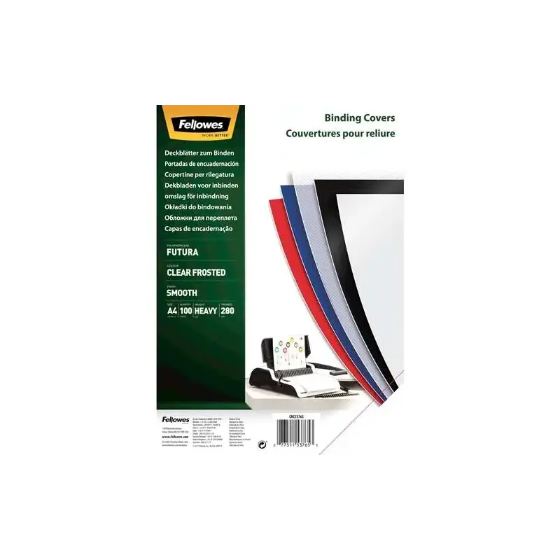 Fellowes Pack de 100 Portadas de Polipropileno A4 - 280 Micras - Muy Resistentes - Transparente | Ahorro Imprimiendo