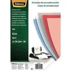 Fellowes Pack de 100 Portadas para Encuadernar de PVC A4 - 180 Micras - Acabado de Calidad - Color Negro | Ahorro Imprimiendo