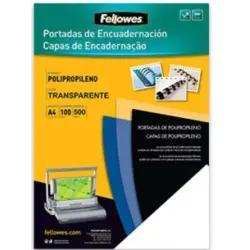 Fellowes Pack de 100 Portadas de Polipropileno A4 - 500 Micras - Acabado de Calidad - Color Transparente | Ahorro Imprimiendo