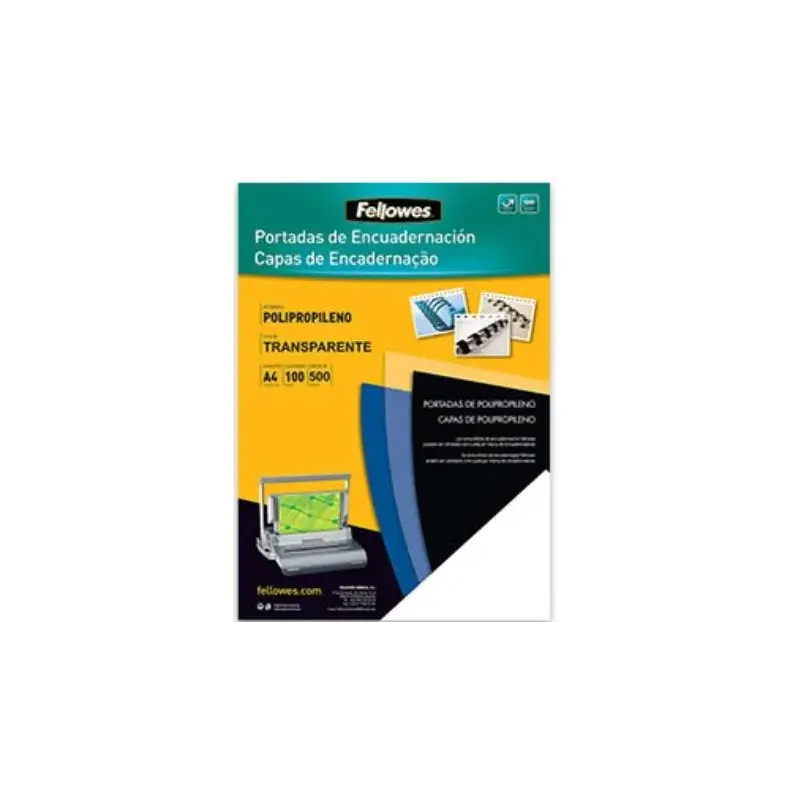 Fellowes Pack de 100 Portadas de Polipropileno A4 - 500 Micras - Acabado de Calidad - Color Transparente | Ahorro Imprimiendo