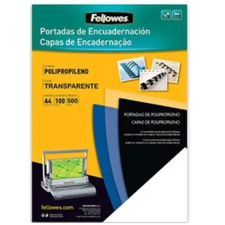 Fellowes Pack de 100 Portadas de Polipropileno A4 - 500 Micras - Acabado de Calidad - Color Transparente | Ahorro Imprimiendo