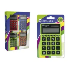 Bismark C-50 Calculadora Escolar de 8 Digitos - Funciones Basicas y Memoria - Alimentacion Solar y a Pilas - Colores Aleatorios