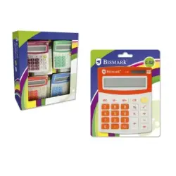 Bismark C-52 Calculadora Escolar de 8 Digitos - Funciones Basicas y Memoria - Alimentacion Solar y a Pilas - Colores Surtidos Al