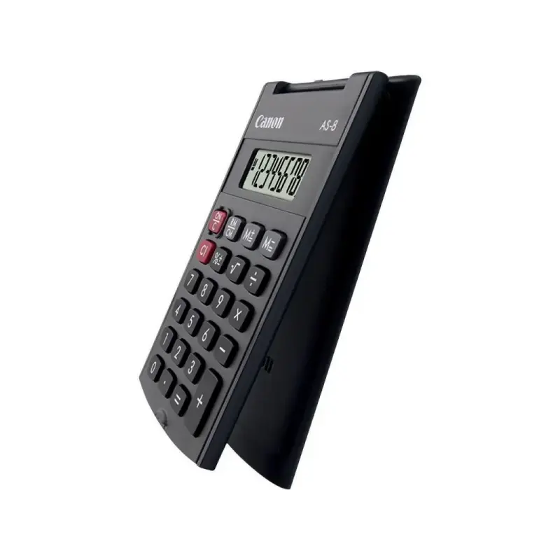 Canon AS-8 Calculadora de Bolsillo con Pantalla LCD de 8 Digitos - Con Tapa Rigida Plegable - Alimentacion con Pila - Color Gris