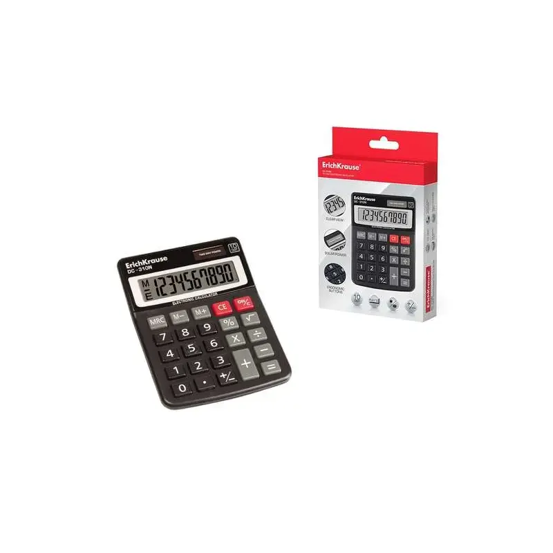 Erichkrause DC-310N Calculadora de Sobremesa con Pantalla LCD de 10 Digitos - Funciones de Calculo Avanzadas - Alimentacion Pila