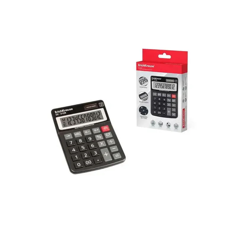 Erichkrause Calculadora Electronica de Sobremesa de 12 Digitos - Pantalla LCD de 12 Digitos - Funciones de Calculo Avanzadas - E