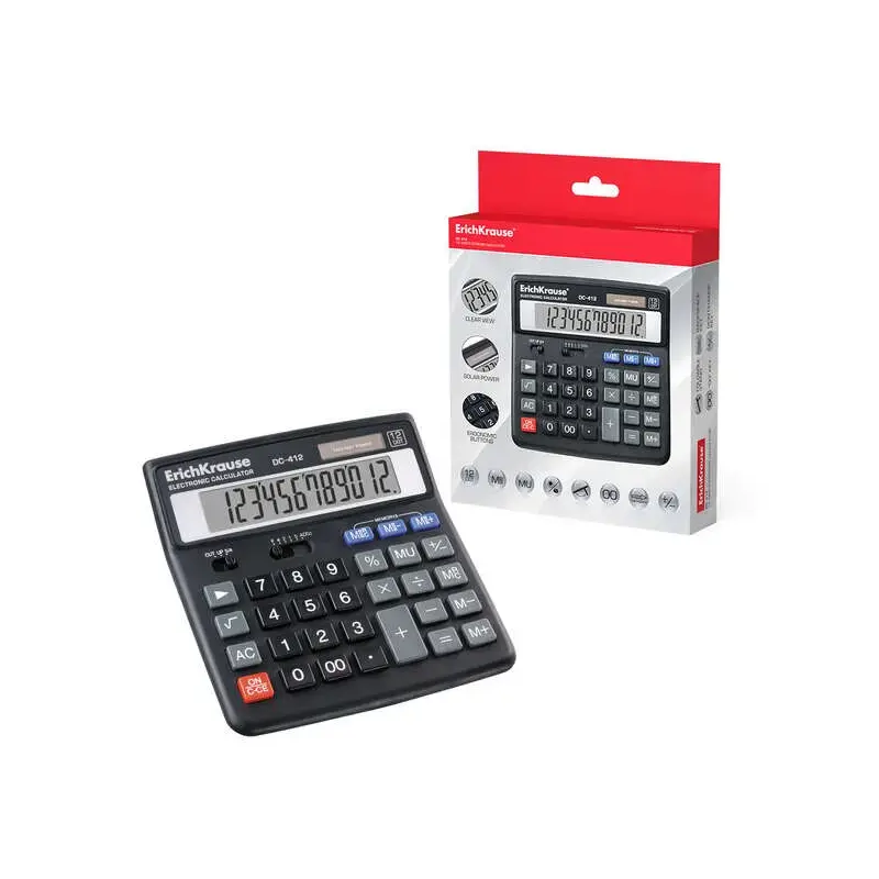 Erichkrause DC-412 Calculadora de Sobremesa - Pantalla LCD de 12 Digitos - Memoria Doble - Funciones de Calculo Avanzadas - Colo