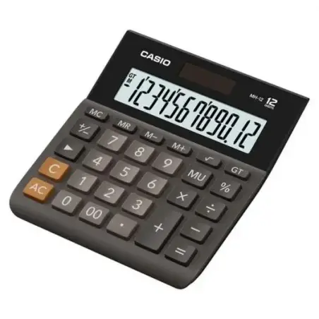 Casio MH-12 Calculadora de Sobremesa - Pantalla Extragrande LCD de 12 Digitos - Solar y Pilas - Color Negro | Ahorro Imprimiendo