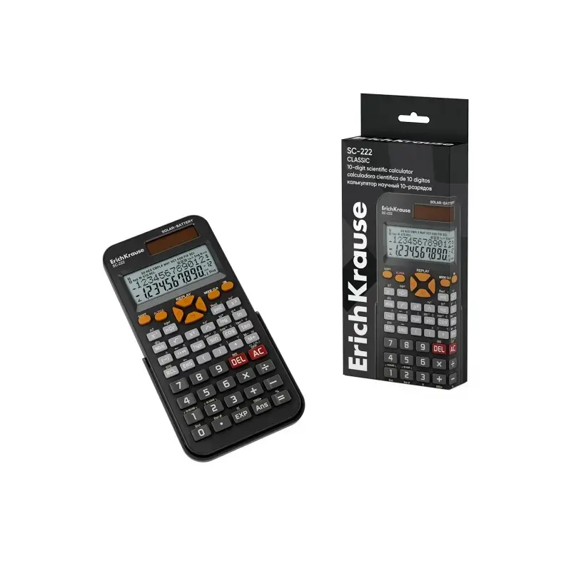 ErichKrause SC-222 Classic Calculadora Cientifica con Pantalla LCD de 10 Digitos - 240 Funciones Integradas - Alimentacion Solar