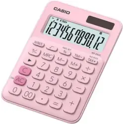 Casio MS-20UC Calculadora de Sobremesa Pequeña - Pantalla LCD de 12 Digitos - Alimentacion Solar y Pilas - Color Rosa | Ahorro I