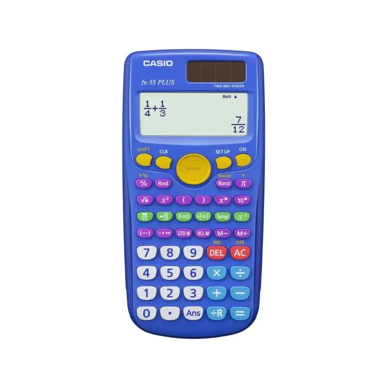 Casio FX-55 Plus Calculadora Cientifica Pantalla LCD 12 Digitos - 240 Funciones - Funcion de Potencia (Cuadrado), Calculo Expone