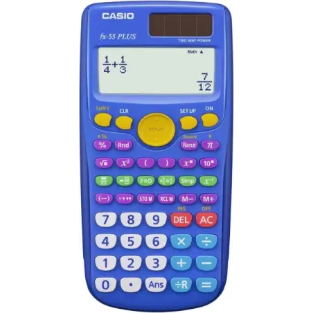 Casio FX-55 Plus Calculadora Cientifica Pantalla LCD 12 Digitos - 240 Funciones - Funcion de Potencia (Cuadrado), Calculo Expone