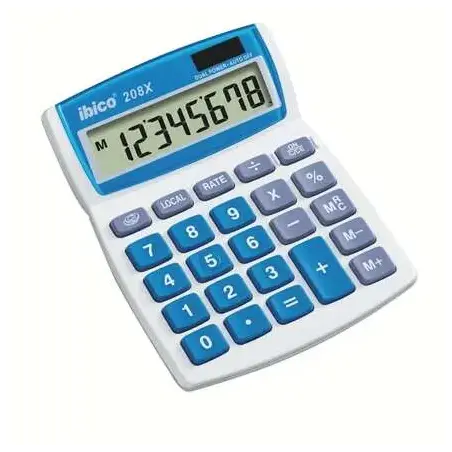 Ibico 208X Calculadora de Escritorio - Teclas Grandes - LCD de 8 dígitos - Funcion de Prorroga | Ahorro Imprimiendo