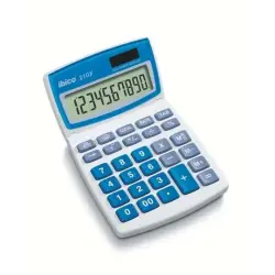 Ibico 210X Calculadora de Sobremesa 10 Digitos - Pantalla LCD Inclinable Ajustable - Teclas Grandes - Color Blanco/Azul | Ahorro