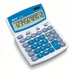 Ibico 212X Calculadora de Sobremesa Pantalla LCD de 12 Digitos Inclinable - Teclas de Relieve - Funcion Impuestos y Redondeo - C
