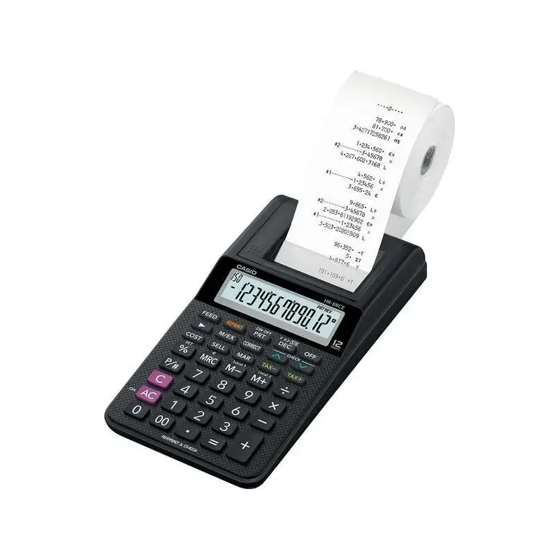 Casio HR-8RCE Calculadora Impresora de Sobremesa Compacta - Pantalla de 12 Digitos - Impresion de 2 Lineas por Segundo - Color N