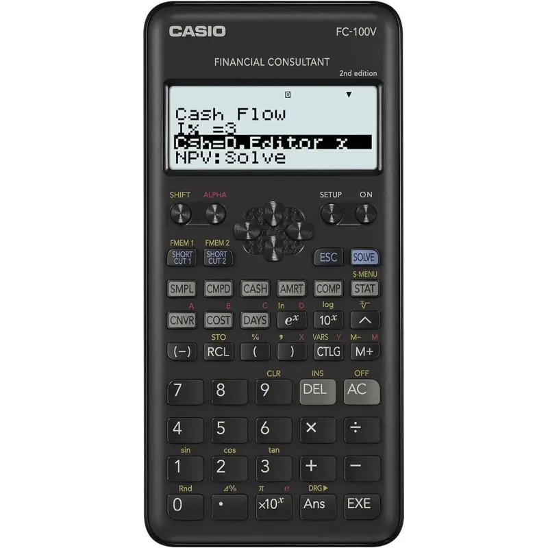 Casio FC-100V-2 Calculadora Financiera - Pantalla de 4 Lineas - Visualizacion de Varios Parametros al mismo Tiempo - Teclas de A