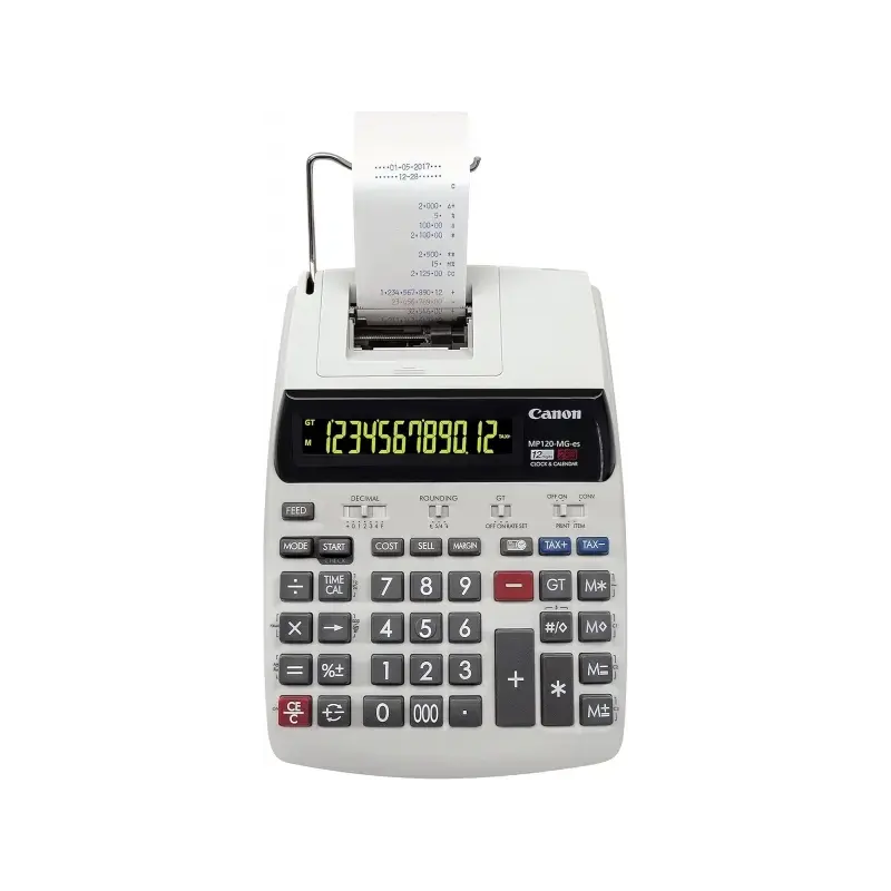 Canon MP120-MG-ES Calculadora de Impresion con Pantalla LCD de 1 Linea 12 Digitos - Impresion en Negro y Rojo - Diseño de Teclad