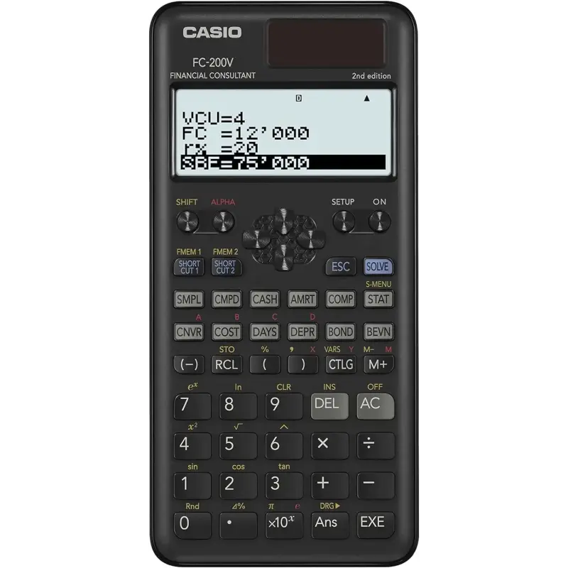 Casio FC200V Calculadora Financiera - Pantalla de 4 Lineas - Visualizacion de Varios Parametros al mismo Tiempo - Teclas de Acce