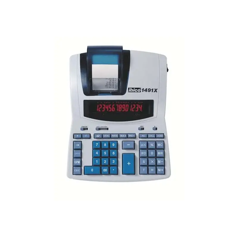 Ibico 1491X Calculadora Profesional Termica 14 Digitos - Pantalla LCD 2 Colores - Impresion en Negro - Velocidad 10 Lineas por S