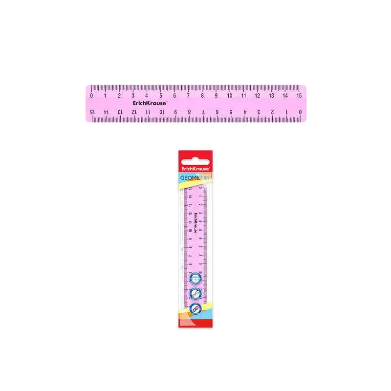 Erichkrause Regla Pastel - 15cm - Rosa - Bolsa de Polietileno | Ahorro Imprimiendo