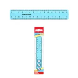Erichkrause Pastel Regla 15cm - Perfecta para Uso Escolar o de Oficina - Color Azul Pastel | Ahorro Imprimiendo
