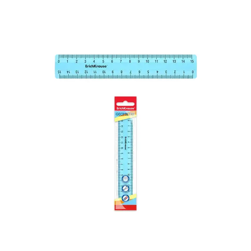 Erichkrause Pastel Regla 15cm - Perfecta para Uso Escolar o de Oficina - Color Azul Pastel | Ahorro Imprimiendo