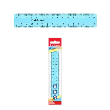 Erichkrause Pastel Regla 15cm - Perfecta para Uso Escolar o de Oficina - Color Azul Pastel | Ahorro Imprimiendo