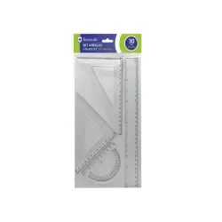 Bismark Quality Pack de 4 Reglas para Dibujo - Incluye Regla 30cm, Escuadra 13cm, Cartabon 18cm y Transportador 10cm - Graduados