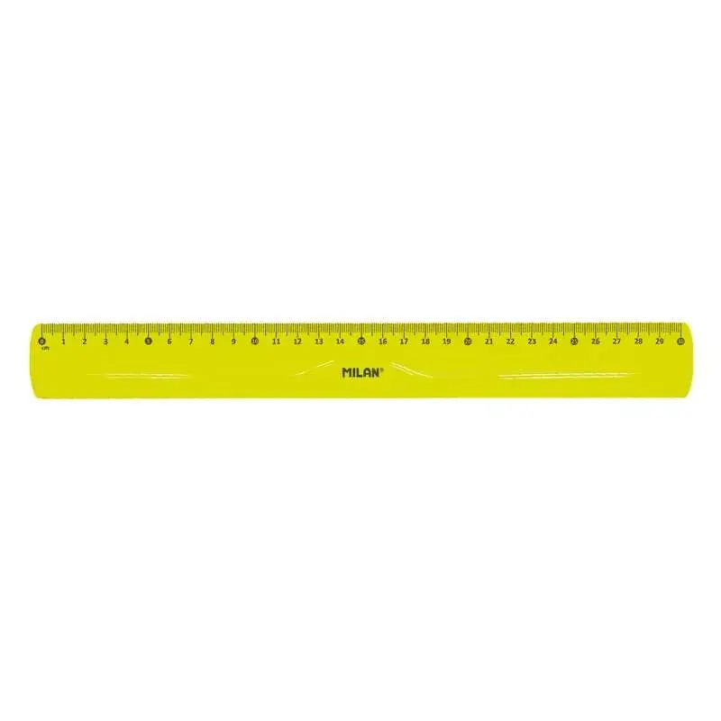Milan Regla Flexible y Resistente - Longitud 30cm - Color Amarillo Translucido | Ahorro Imprimiendo