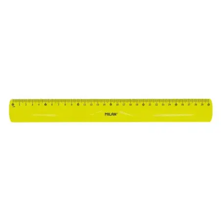 Milan Regla Flexible y Resistente - Longitud 30cm - Color Amarillo Translucido | Ahorro Imprimiendo