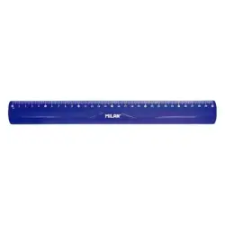 Milan Regla Flexible y Resistente - Longitud 30cm - Color Azul Translucido | Ahorro Imprimiendo