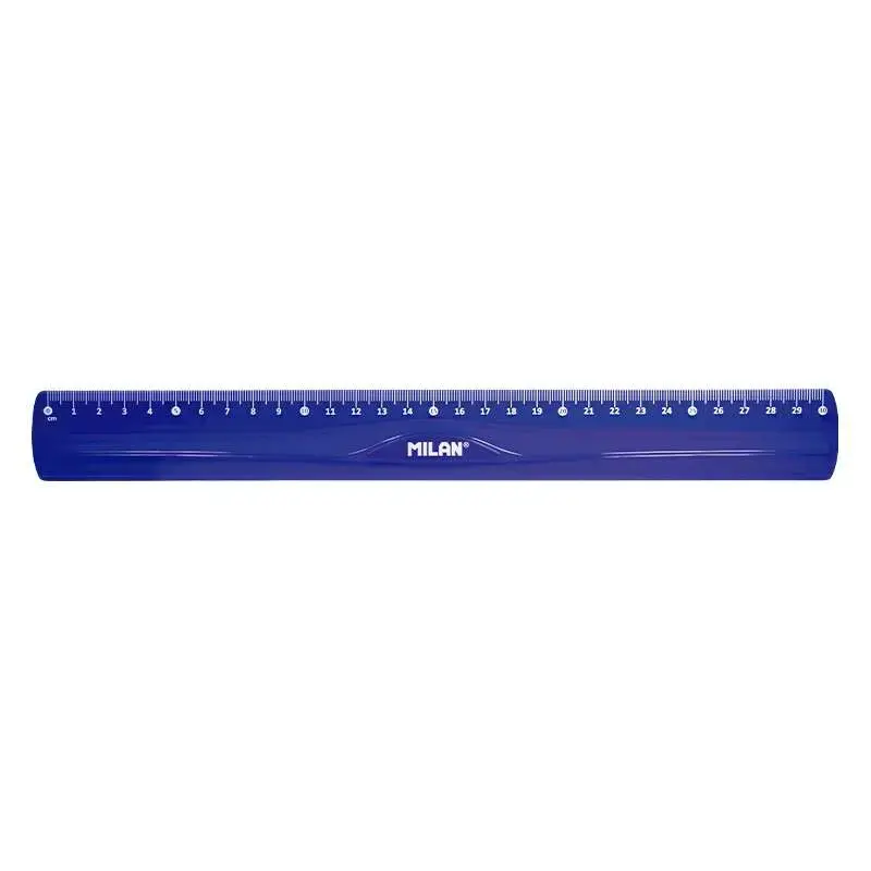Milan Regla Flexible y Resistente - Longitud 30cm - Color Azul Translucido | Ahorro Imprimiendo