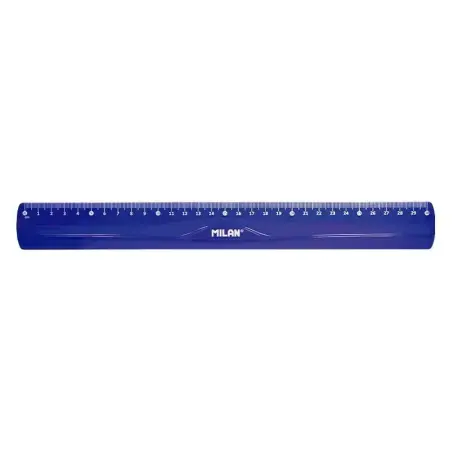 Milan Regla Flexible y Resistente - Longitud 30cm - Color Azul Translucido | Ahorro Imprimiendo