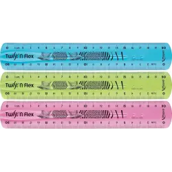 Maped Twist´n Flex Regla de Flexible 20cm - Irrompible - Doble Graduacion - Colores Aleatorios Azul, Rosa y Verde | Ahorro Impri