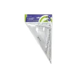 Bismark Pack de Escuadra 15cm y Cartabon 23cm - Fabricados en Plastico - Ideal para el Colegio - Transparentes | Ahorro Imprimie
