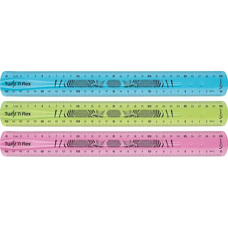 Maped Twist´n Flex Regla de Flexible 30cm - Irrompible - Doble Graduacion - Colores Aleatorios Azul, Rosa y Verde | Ahorro Impri