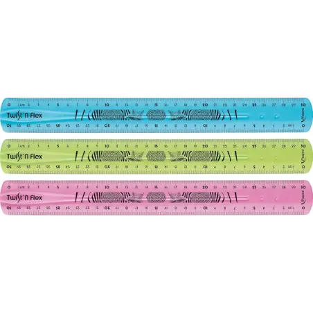 Maped Twist´n Flex Regla de Flexible 30cm - Irrompible - Doble Graduacion - Colores Aleatorios Azul, Rosa y Verde | Ahorro Impri