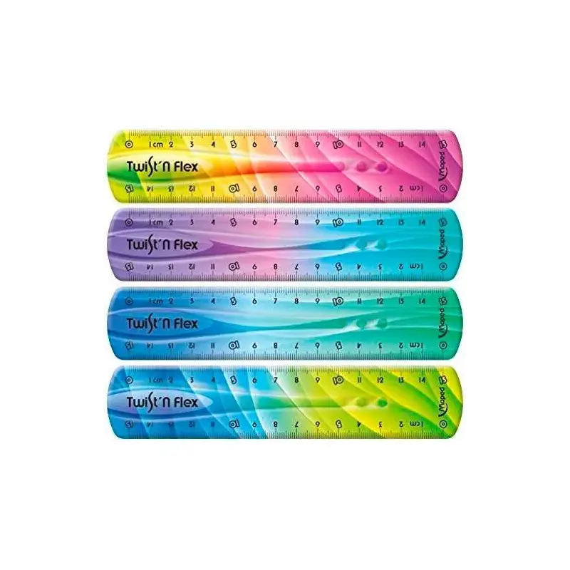 Maped Twist´n Flex Regla de Flexible 15cm - Irrompible - Doble Graduacion - Colores Degradados Aleatorios | Ahorro Imprimiendo