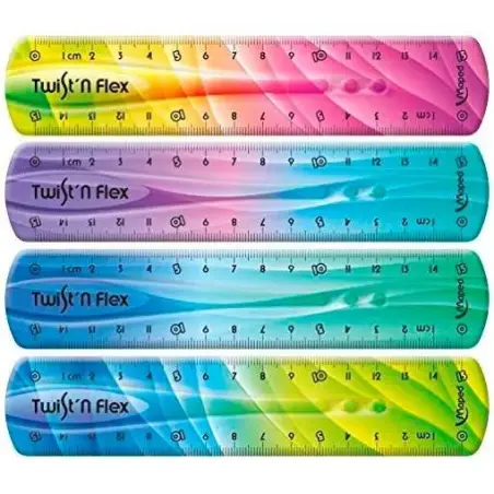 Maped Twist´n Flex Regla de Flexible 15cm - Irrompible - Doble Graduacion - Colores Degradados Aleatorios | Ahorro Imprimiendo