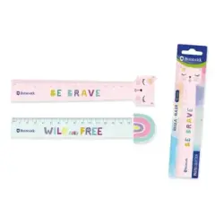 Bismark Regla 15cm con Decoraciones de Frases Motivadoras - Fabricada en Plastico - Ideal para Colegio - 2 Diseños Diferentes |