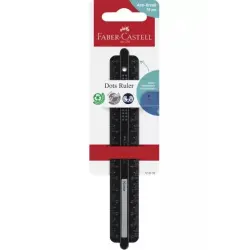 Faber-Castell Dots Regla Recta 15cm - Panel para Nombre - Escalas para Zurdos y Diestros - Color Negro | Ahorro Imprimiendo