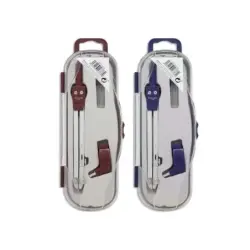 Bismark Compas Escolar con Articulacion y Adaptador Universal - Incluye Tubo de Minas - Presentado en Estuche de Plastico - 2 Co